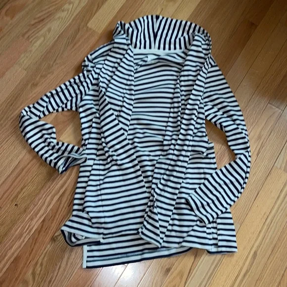 Lou & Grey LOFT NWOT❗️Striped Conscious Cotton Pocket Open Cardigan - Picture 2 of 7